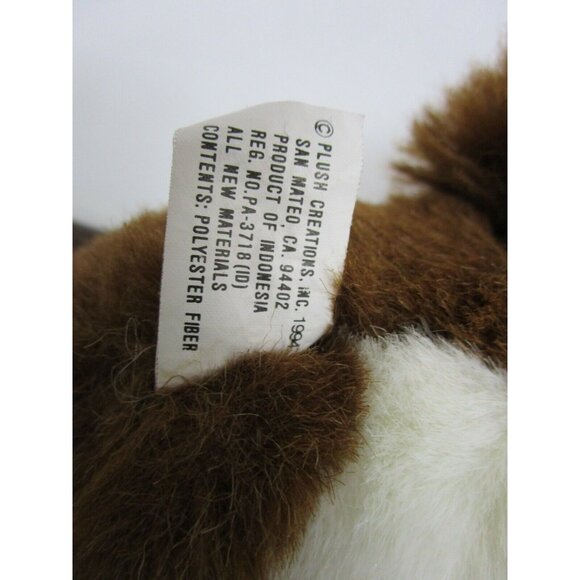 Fox Stuffed Animal Toy White & Brown 11" Body 1994 Plush Creations, Inc. Vintage - Picture 8 of 9